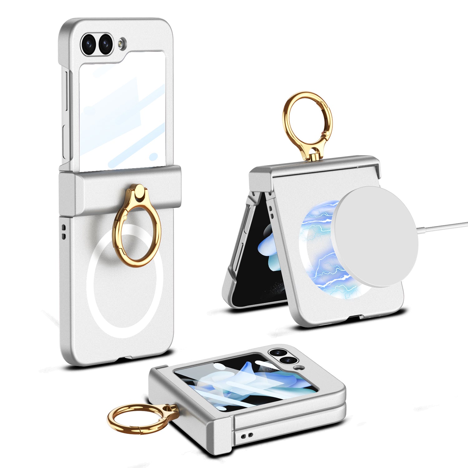 GKK For Samsung Galaxy Z Flip5 5G Kickstand Phone Case Hinge Protection Hard PC Cover Compatible with MagSafe