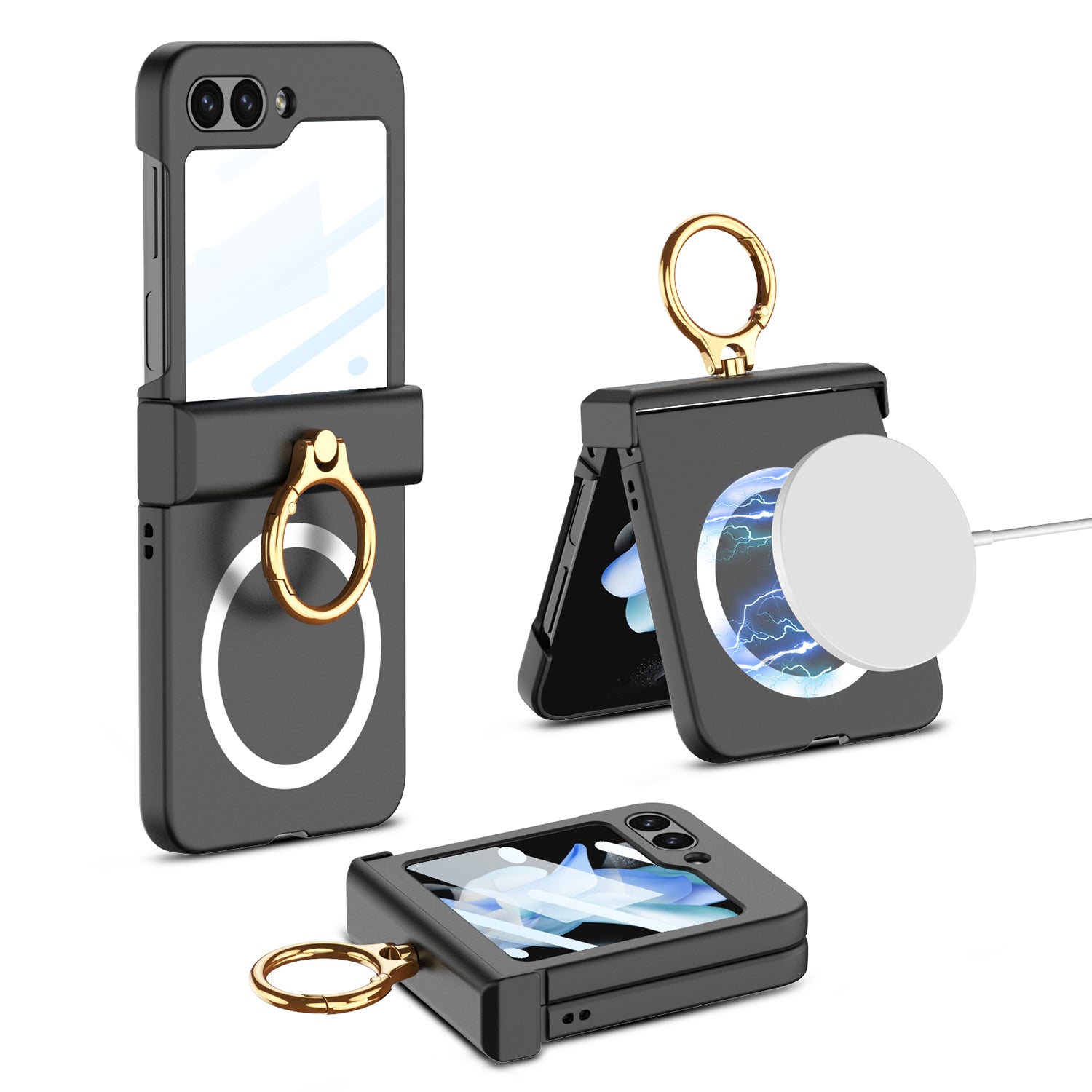 GKK For Samsung Galaxy Z Flip5 5G Kickstand Phone Case Hinge Protection Hard PC Cover Compatible with MagSafe