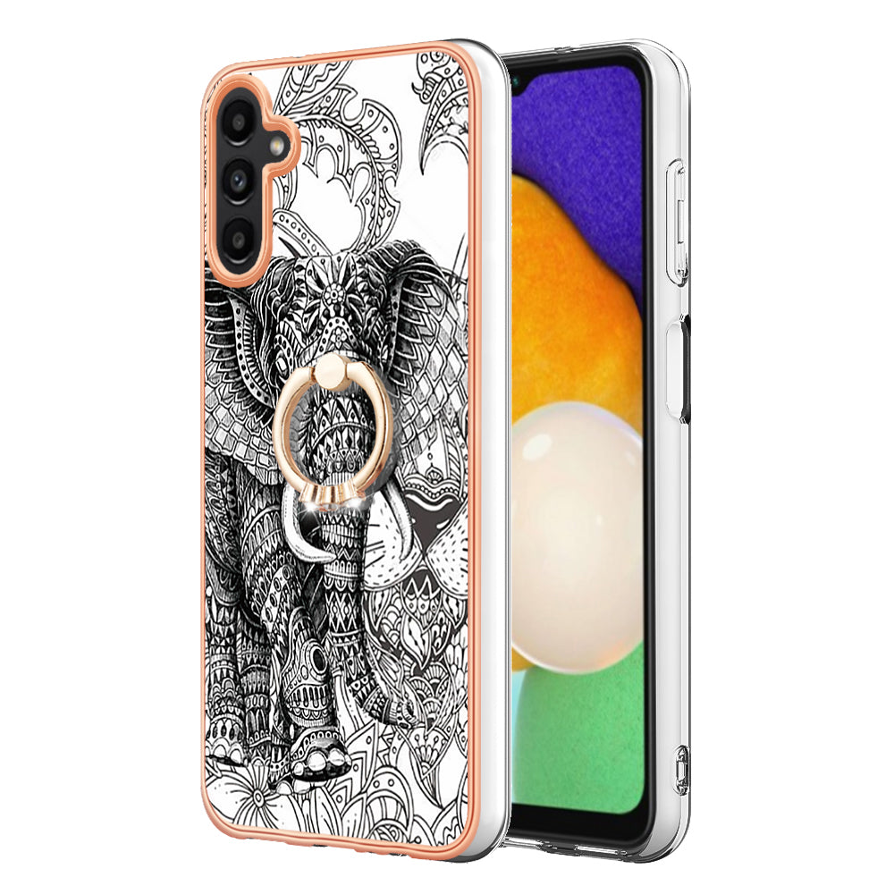 YB IMD Series-20 Style D for Samsung Galaxy A54 5G TPU Phone Cover IMD Pattern 2.0mm Electroplating Case with Kickstand