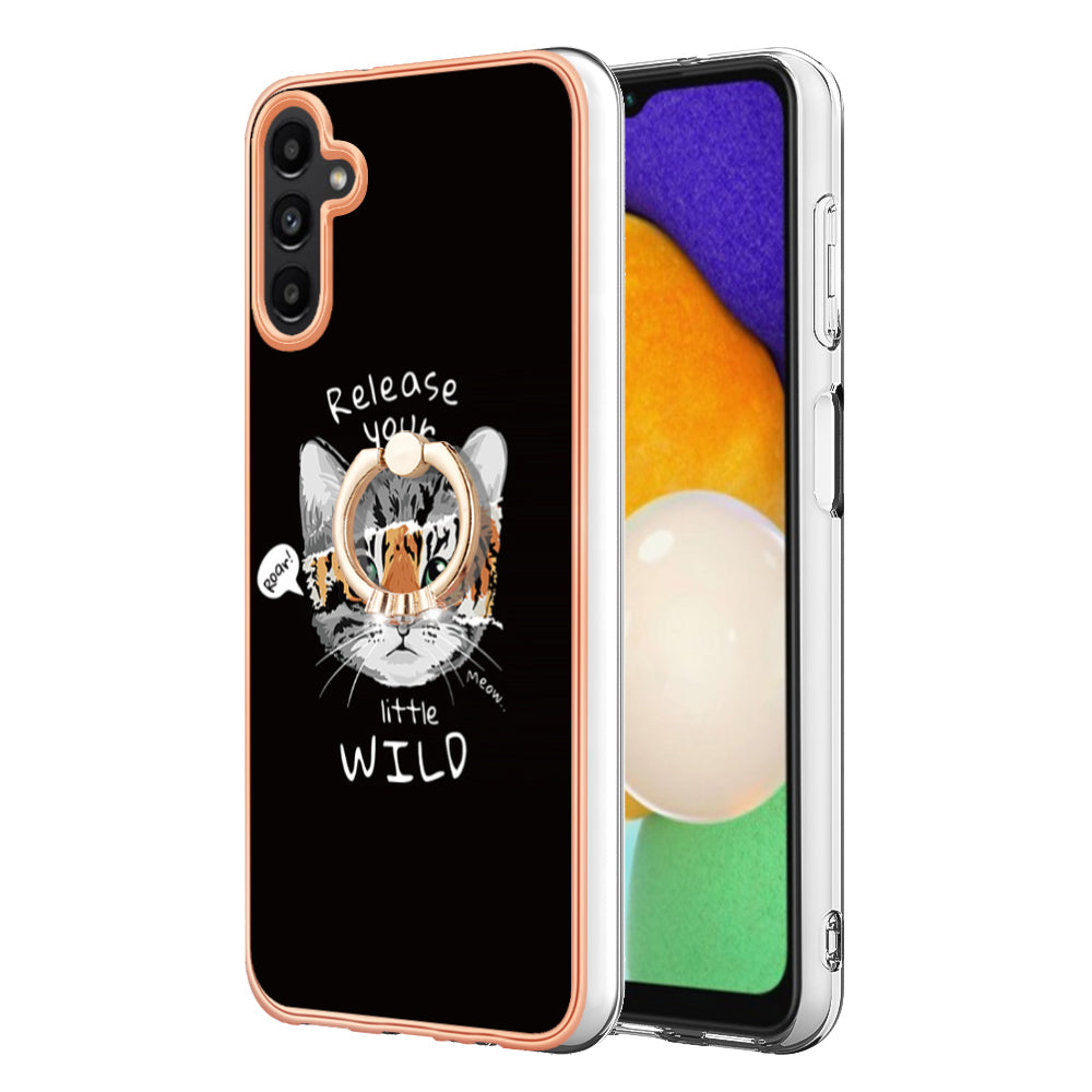 YB IMD Series-20 Style D for Samsung Galaxy A54 5G TPU Phone Cover IMD Pattern 2.0mm Electroplating Case with Kickstand