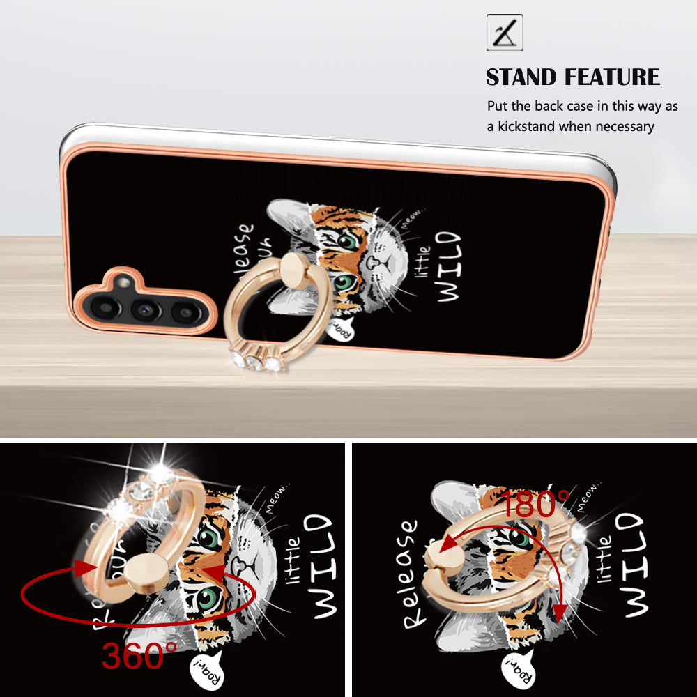 YB IMD Series-20 Style D for Samsung Galaxy A54 5G TPU Phone Cover IMD Pattern 2.0mm Electroplating Case with Kickstand