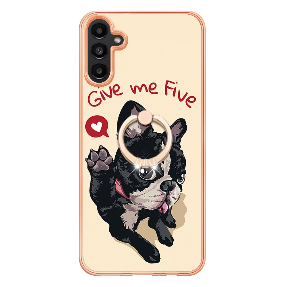 YB IMD Series-20 Style D for Samsung Galaxy A54 5G TPU Phone Cover IMD Pattern 2.0mm Electroplating Case with Kickstand