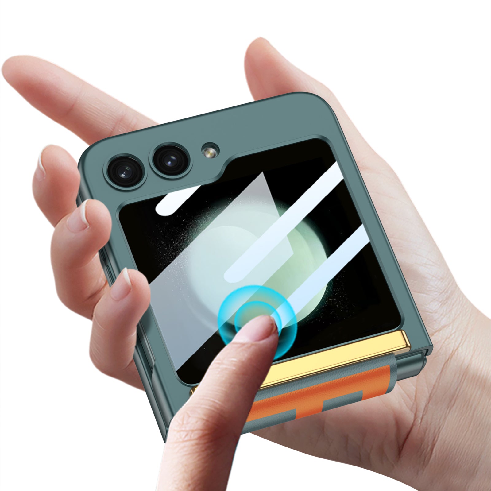 GKK For Samsung Galaxy Z Flip5 5G PC Ultra-Thin Case Wrist Band Kickstand Phone Cover with Tempered Glass Small Screen Film