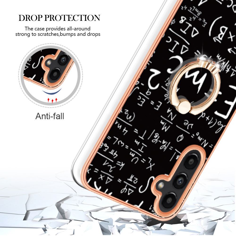 YB IMD Series-20 Style D for Samsung Galaxy A14 4G 5G 2.0mm Phone Case Electroplating Kickstand IMD Pattern Cover