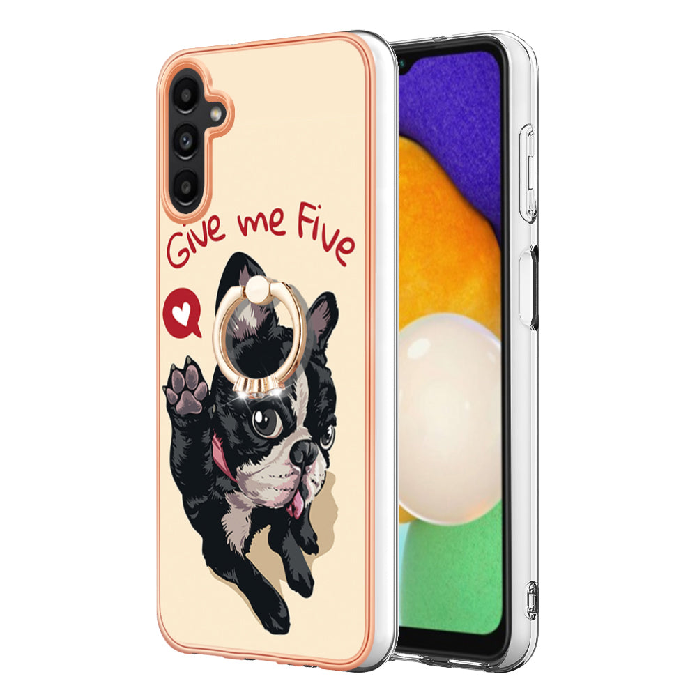 YB IMD Series-20 Style D for Samsung Galaxy A14 4G 5G 2.0mm Phone Case Electroplating Kickstand IMD Pattern Cover