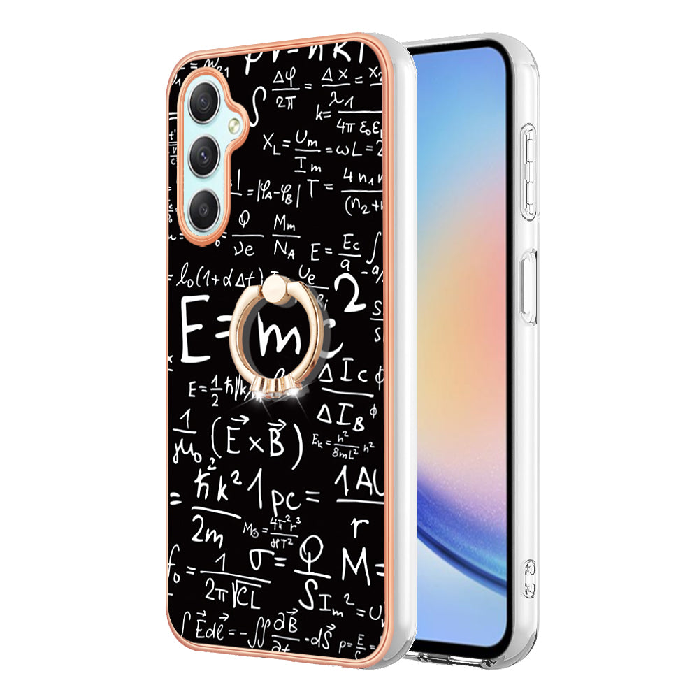 YB IMD Series-20 Style D for Samsung Galaxy A25 5G A24 4G Kickstand Phone Case IMD Pattern Electroplating 2.0mm TPU Cover