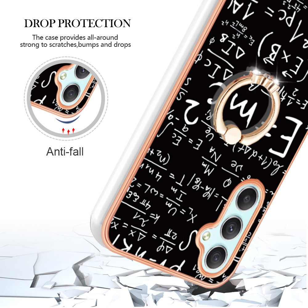 YB IMD Series-20 Style D for Samsung Galaxy A25 5G A24 4G Kickstand Phone Case IMD Pattern Electroplating 2.0mm TPU Cover