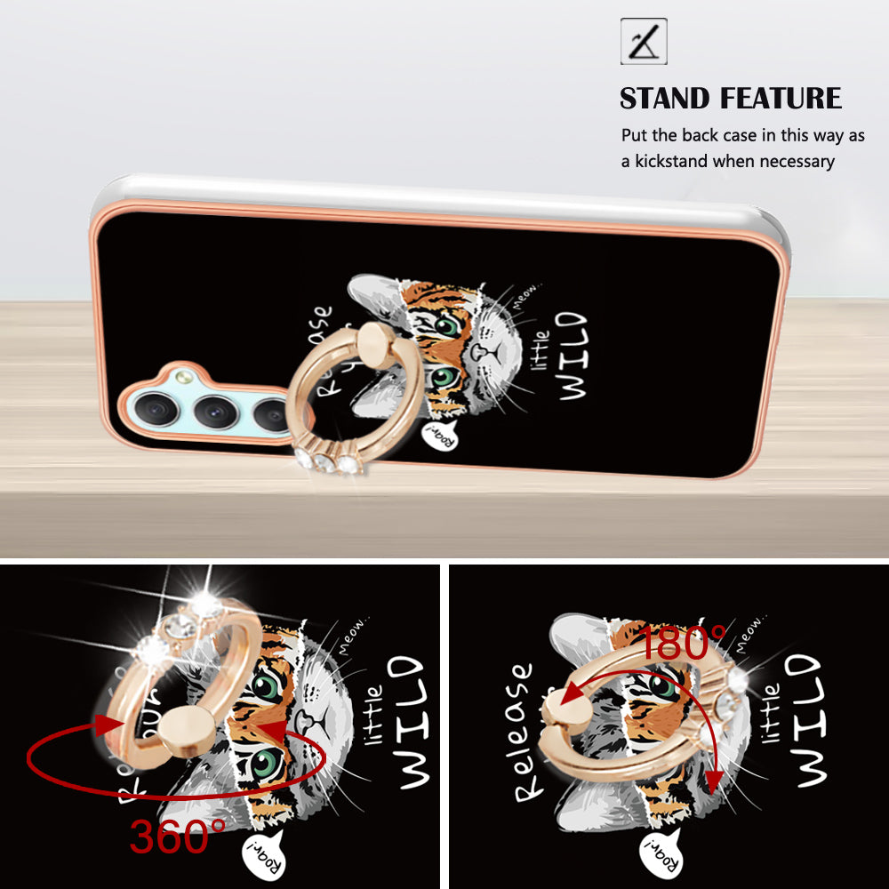 YB IMD Series-20 Style D for Samsung Galaxy A25 5G A24 4G Kickstand Phone Case IMD Pattern Electroplating 2.0mm TPU Cover