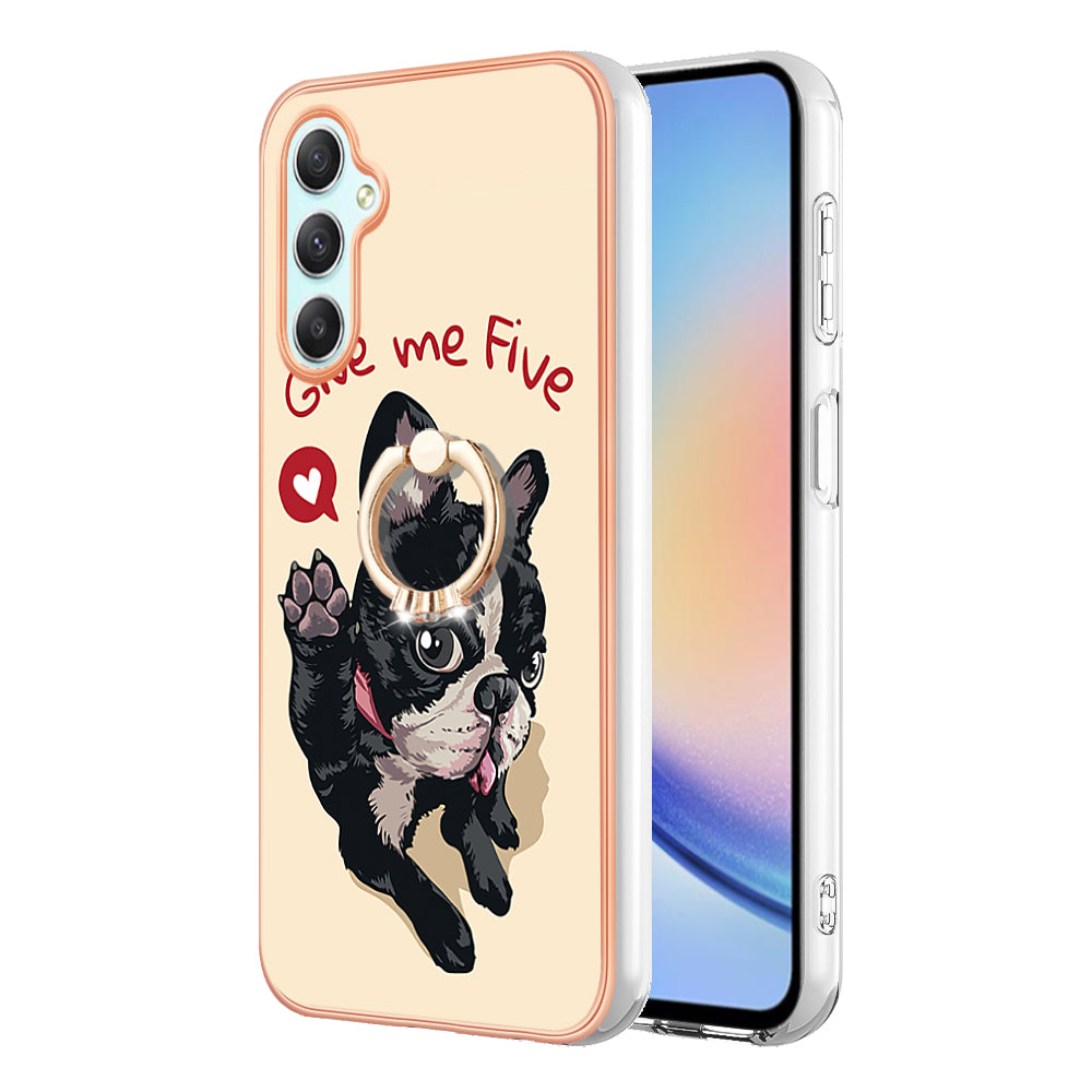 YB IMD Series-20 Style D for Samsung Galaxy A25 5G A24 4G Kickstand Phone Case IMD Pattern Electroplating 2.0mm TPU Cover