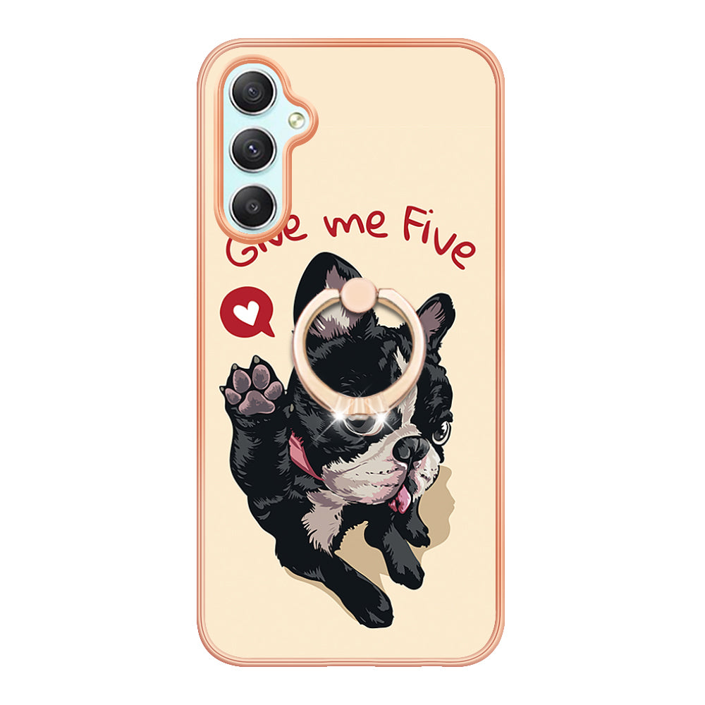 YB IMD Series-20 Style D for Samsung Galaxy A25 5G A24 4G Kickstand Phone Case IMD Pattern Electroplating 2.0mm TPU Cover