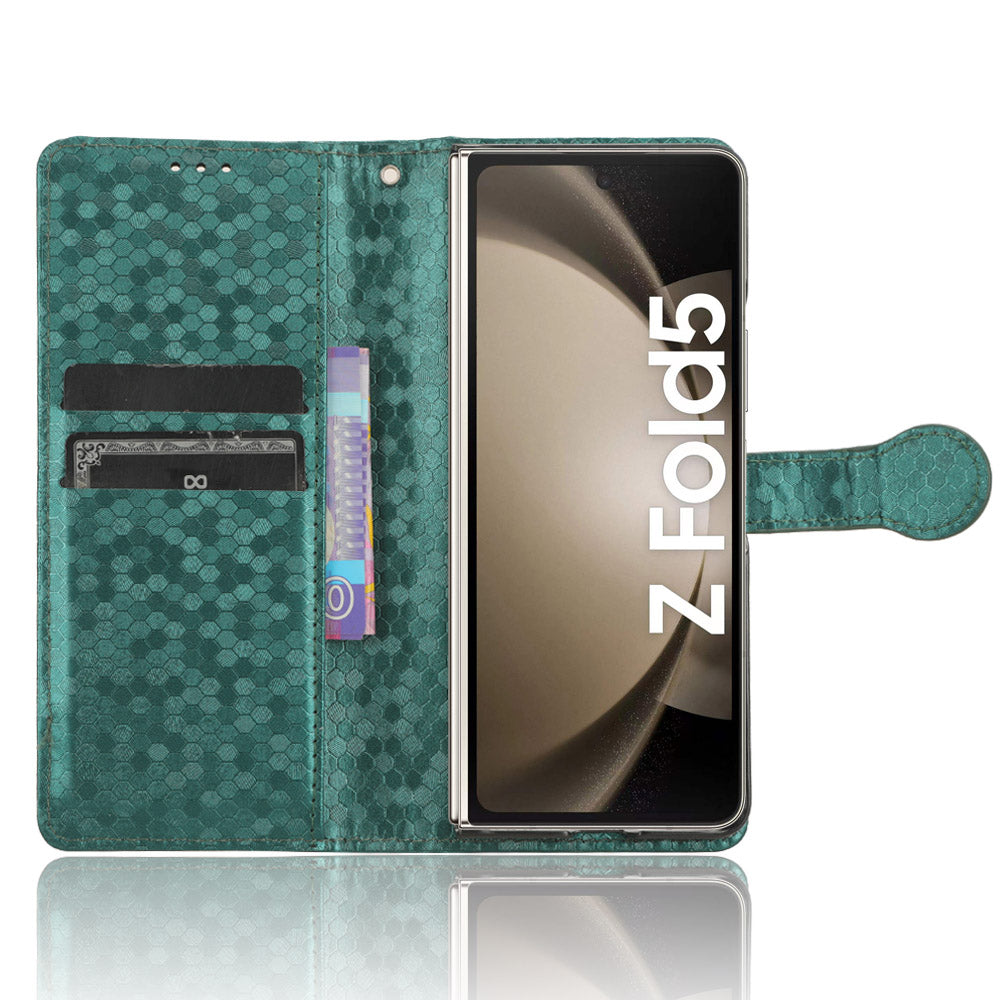 For Samsung Galaxy Z Fold5 5G PU Leather Wallet Case Dot Imprint Stand Phone Cover with Pen Holder