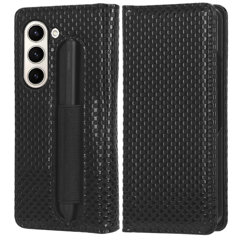 For Samsung Galaxy Z Fold5 5G PU Leather Stand Case Imprinted Wallet Phone Case with Pen Holder