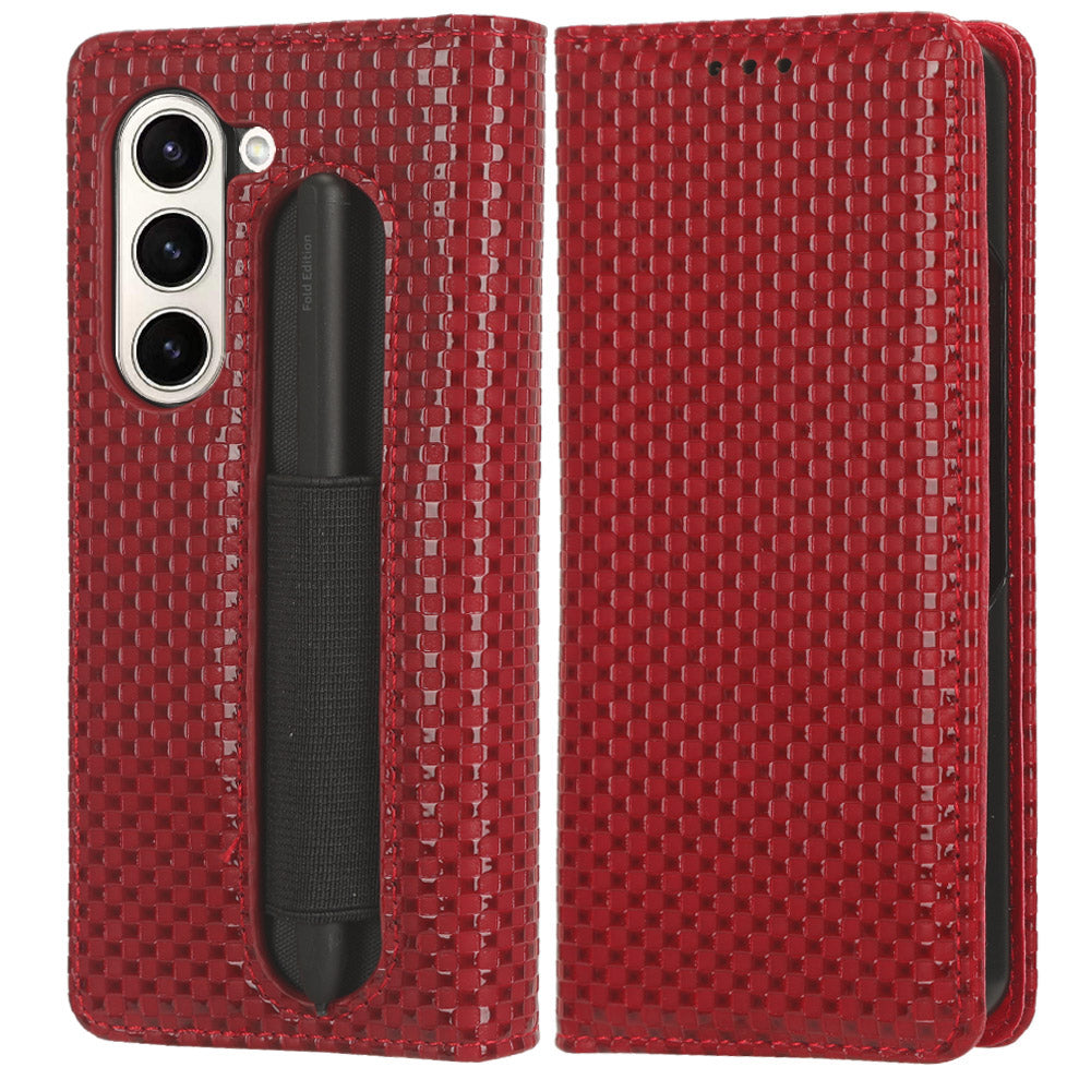 For Samsung Galaxy Z Fold5 5G PU Leather Stand Case Imprinted Wallet Phone Case with Pen Holder