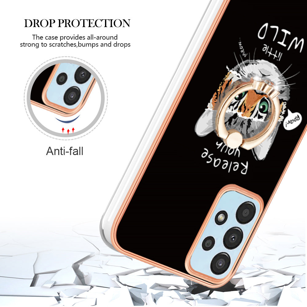 YB IMD Series-20 Style D For Samsung Galaxy A23 5G (Global Version) A23 4G 2.0mm IMD Phone Case Electroplated TPU Kickstand Cover