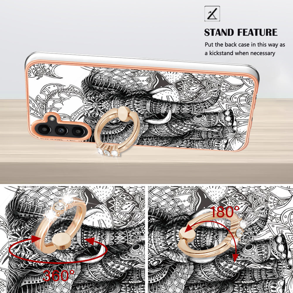YB IMD Series-20 Style D Kickstand Phone Cover for Samsung Galaxy A13 5G A04s 4G M13 5G 2.0mm TPU IMD Electroplating Case