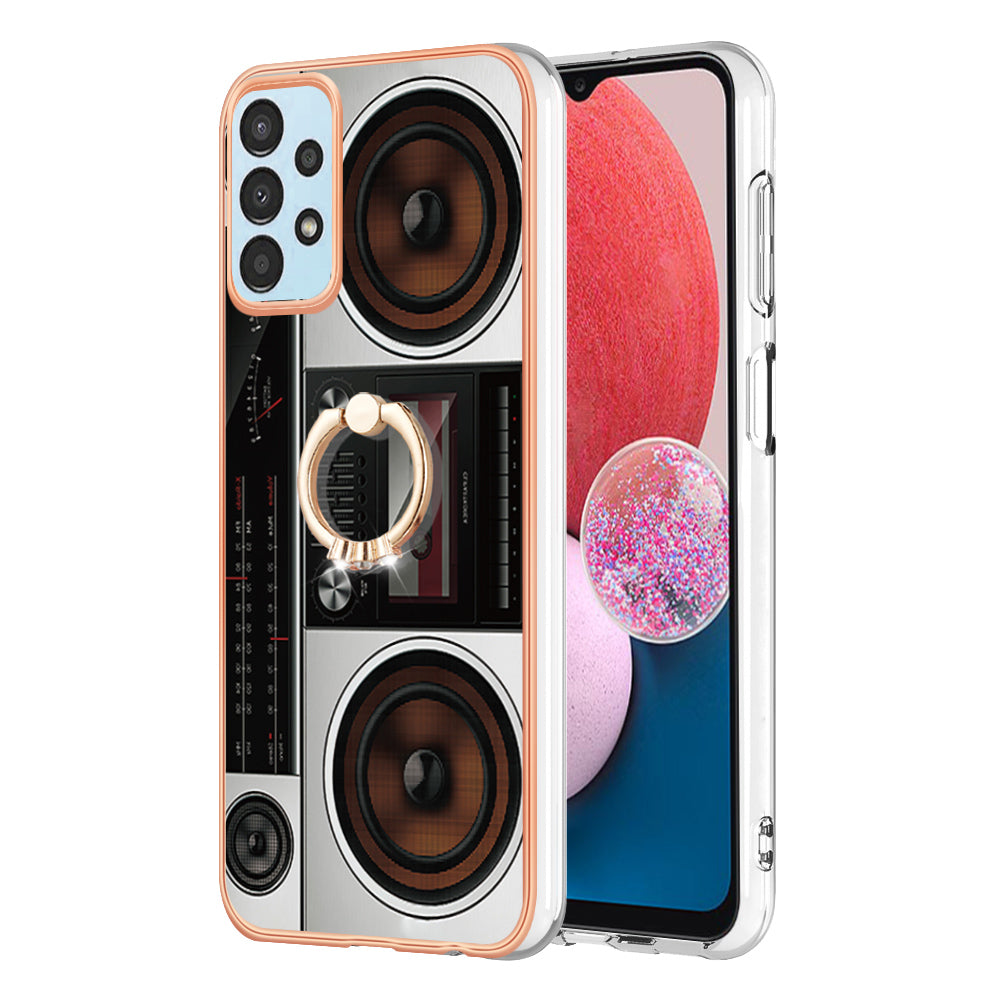 YB IMD Series-20 Style D 2.0mm TPU Phone Case for Samsung Galaxy A52 4G 5G A52s 5G Ring Kickstand IMD Electroplated Cover