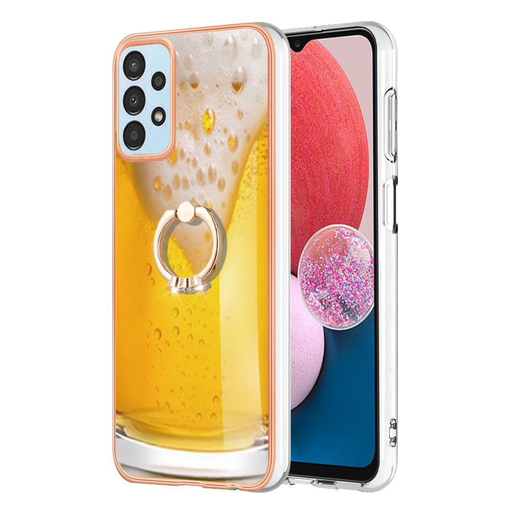 YB IMD Series-20 Style D 2.0mm TPU Phone Case for Samsung Galaxy A52 4G 5G A52s 5G Ring Kickstand IMD Electroplated Cover