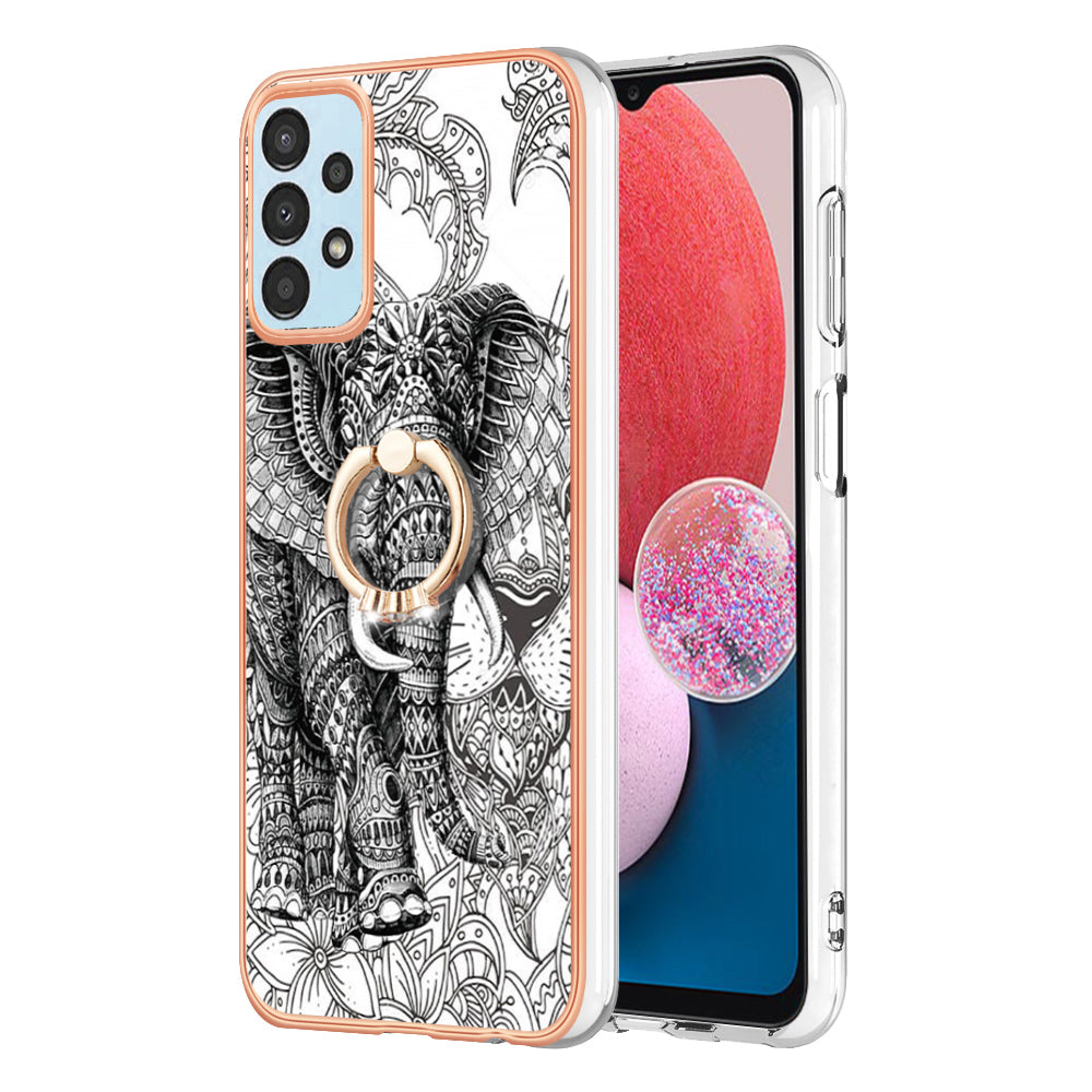 YB IMD Series-20 Style D 2.0mm TPU Phone Case for Samsung Galaxy A52 4G 5G A52s 5G Ring Kickstand IMD Electroplated Cover