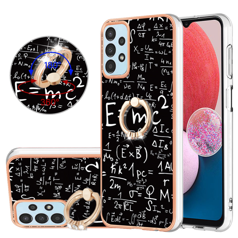 YB IMD Series-20 Style D 2.0mm TPU Phone Case for Samsung Galaxy A52 4G 5G A52s 5G Ring Kickstand IMD Electroplated Cover