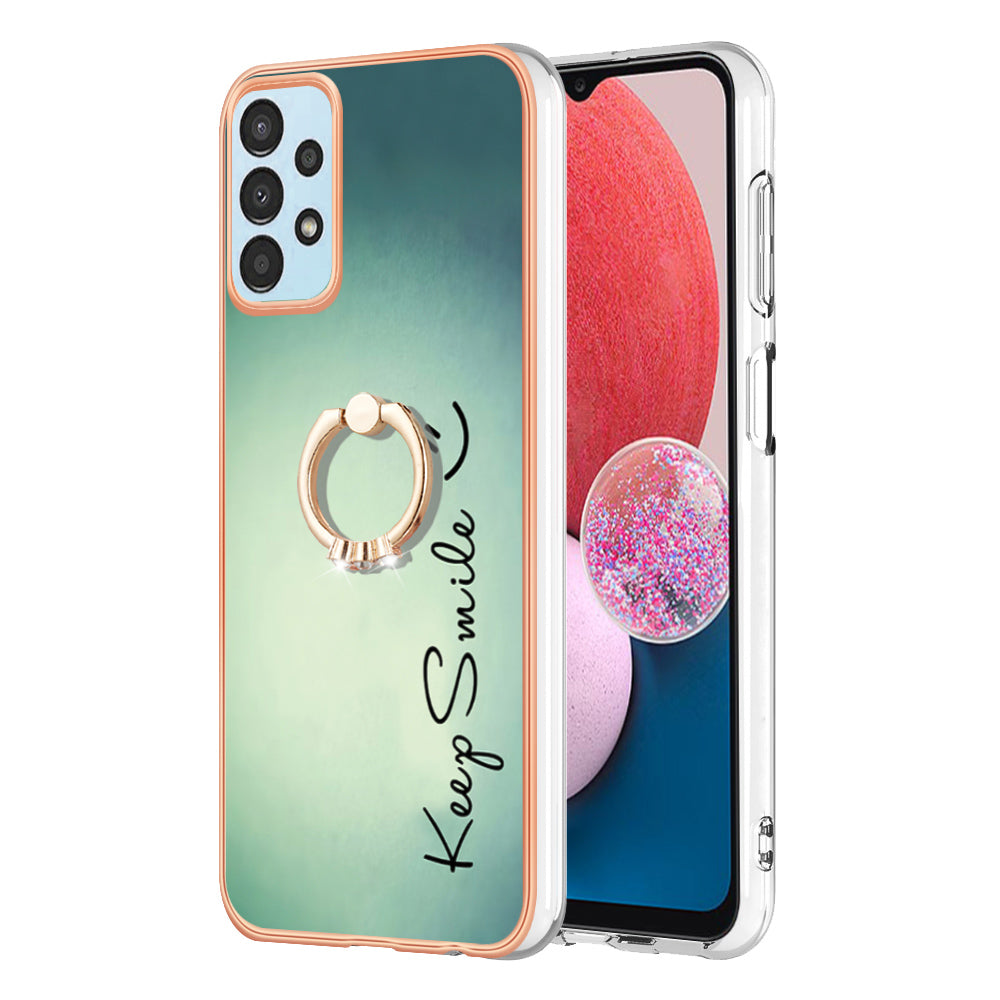 YB IMD Series-20 Style D 2.0mm TPU Phone Case for Samsung Galaxy A52 4G 5G A52s 5G Ring Kickstand IMD Electroplated Cover