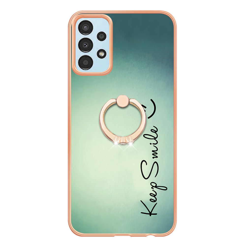 YB IMD Series-20 Style D 2.0mm TPU Phone Case for Samsung Galaxy A52 4G 5G A52s 5G Ring Kickstand IMD Electroplated Cover