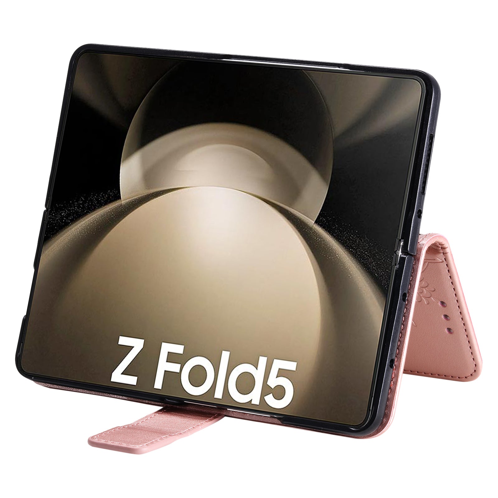 For Samsung Galaxy Z Fold5 5G Leather Wallet Case Mandala Flower Imprinted Phone Stand Cover with Strap
