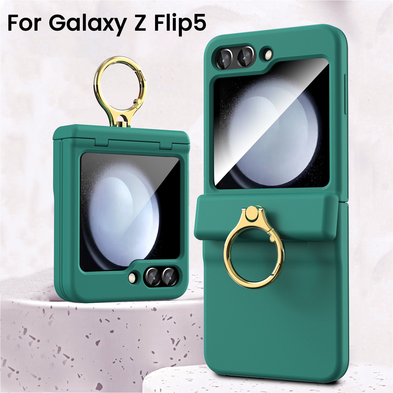 GKK For Samsung Galaxy Z Flip5 5G Ring Kickstand PC Case Magnetic Hinge Protection Phone Cover