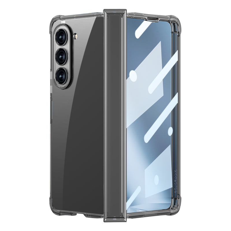GKK For Samsung Galaxy Z Fold5 5G Phone Case Air Bag Hinge Protection Hard PC Phone Cover with Tempered Glass Screen Film