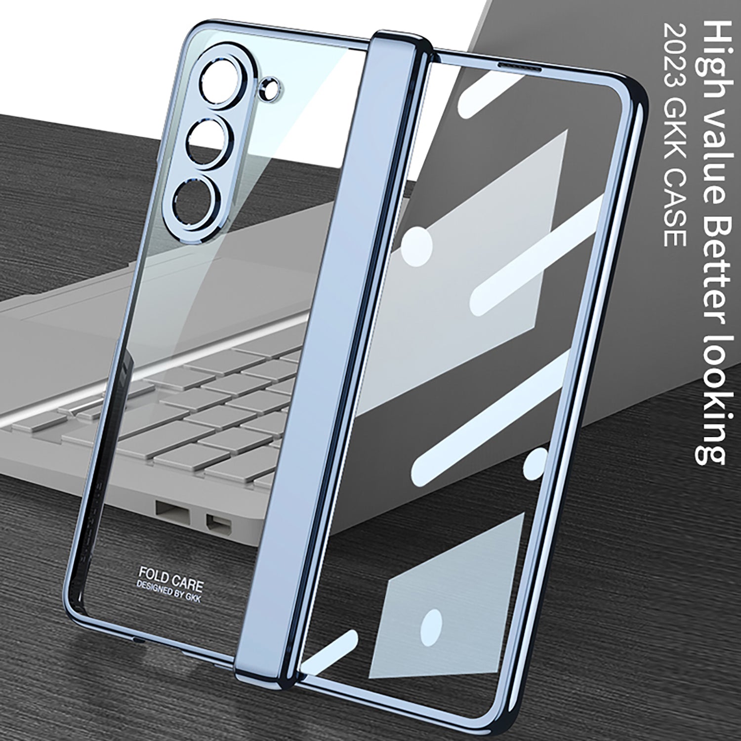 GKK Magnetic Hinge Hard PC Case for Samsung Galaxy Z Fold5 5G Shockproof Phone Cover with Tempered Glass Screen Protector