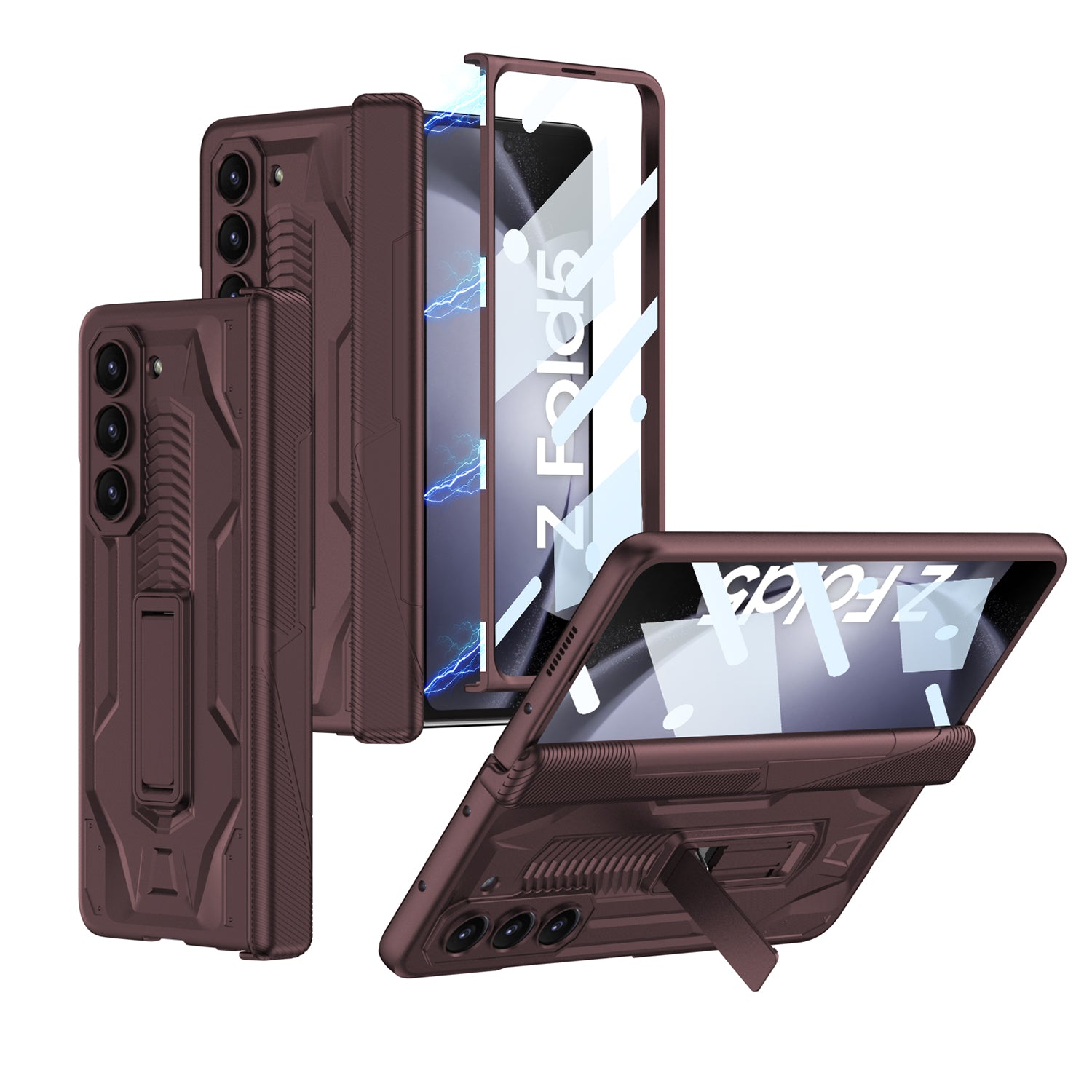 GKK Armor PC-telefoncover til Samsung Galaxy Z Fold5 5G Kickstand-telefonskal med hærdet glasskærmfilm