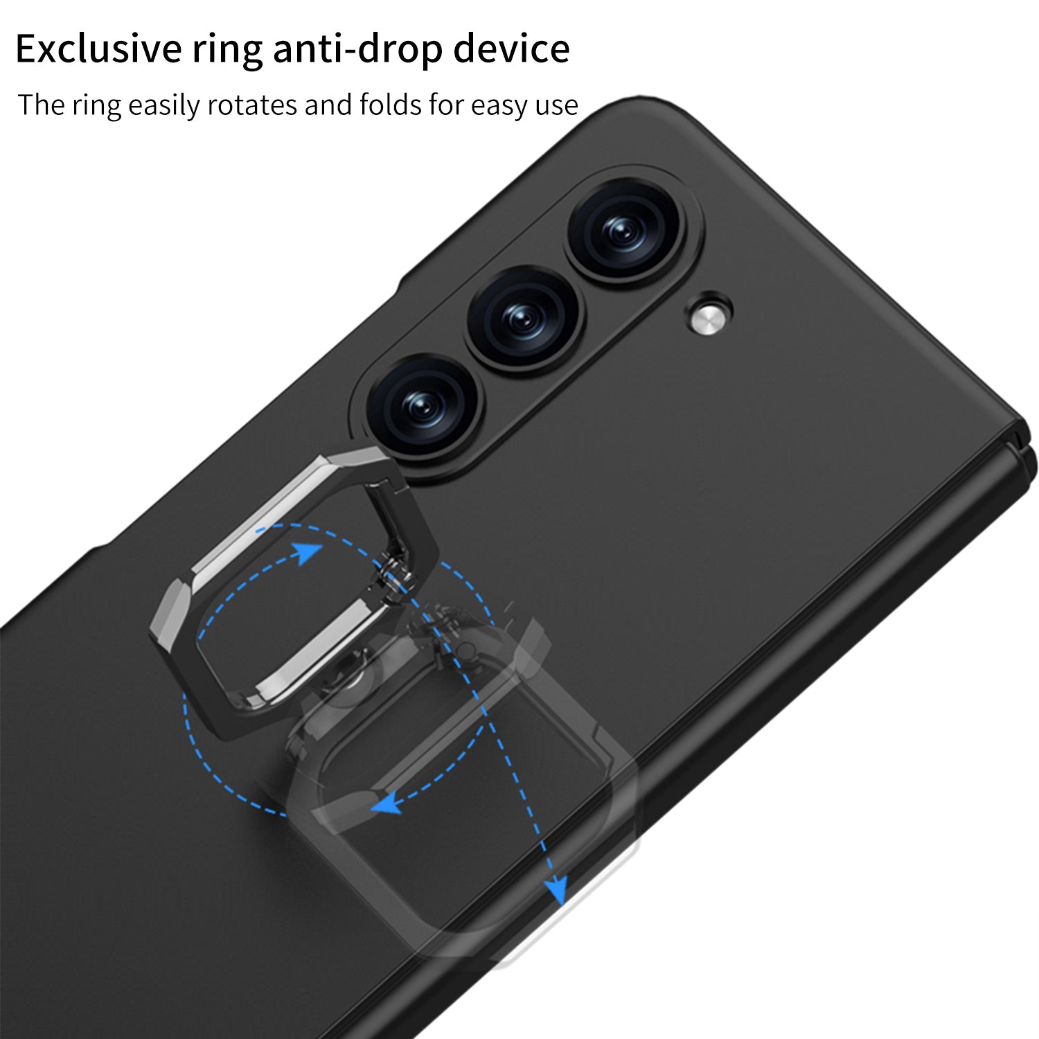 GKK Hard PC Case for Samsung Galaxy Z Fold5 5G Metal Ring Kickstand Phone Cover with Tempered Glass Film