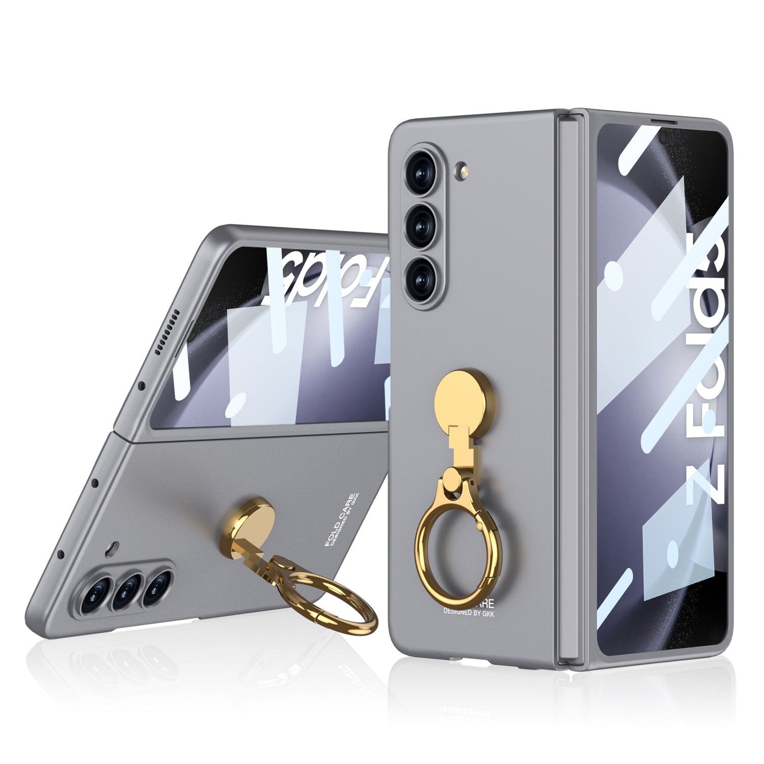 GKK Kickstand PC Case for Samsung Galaxy Z Fold5 5G Hinge Design Ultra Thin Cover with Tempered Glass Film