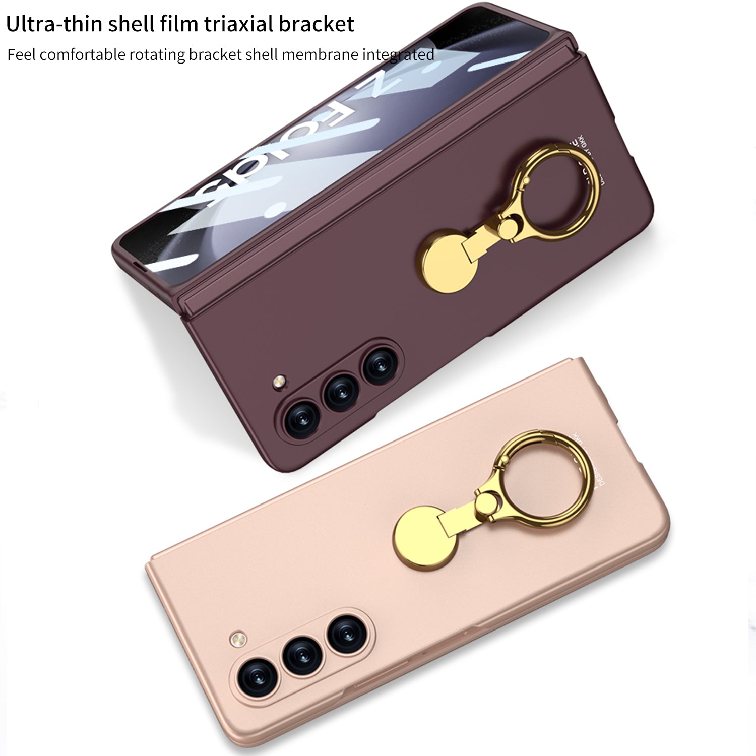 GKK Kickstand PC Case for Samsung Galaxy Z Fold5 5G Hinge Design Ultra Thin Cover with Tempered Glass Film