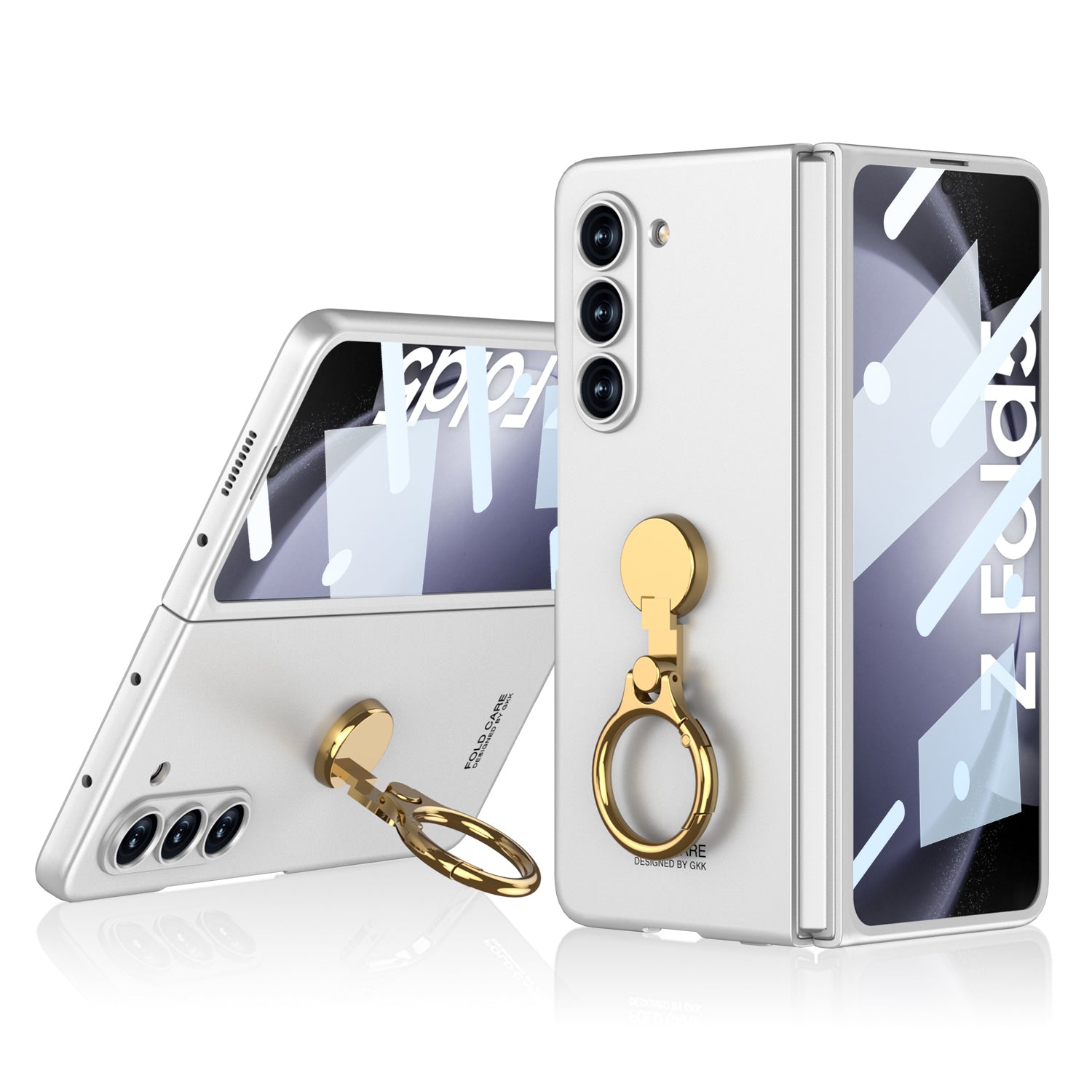 GKK Kickstand PC Case for Samsung Galaxy Z Fold5 5G Hinge Design Ultra Thin Cover with Tempered Glass Film
