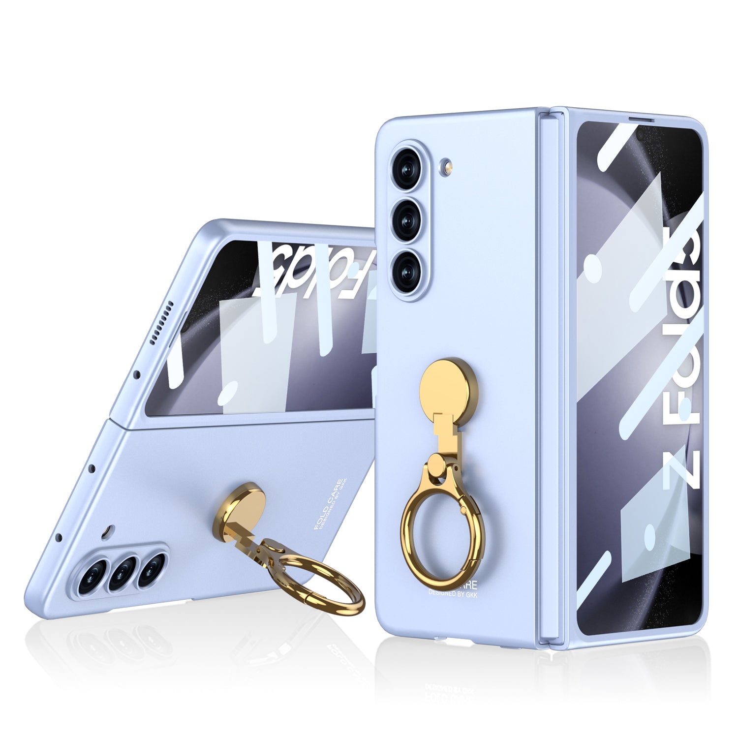 GKK Kickstand PC Case for Samsung Galaxy Z Fold5 5G Hinge Design Ultra Thin Cover with Tempered Glass Film