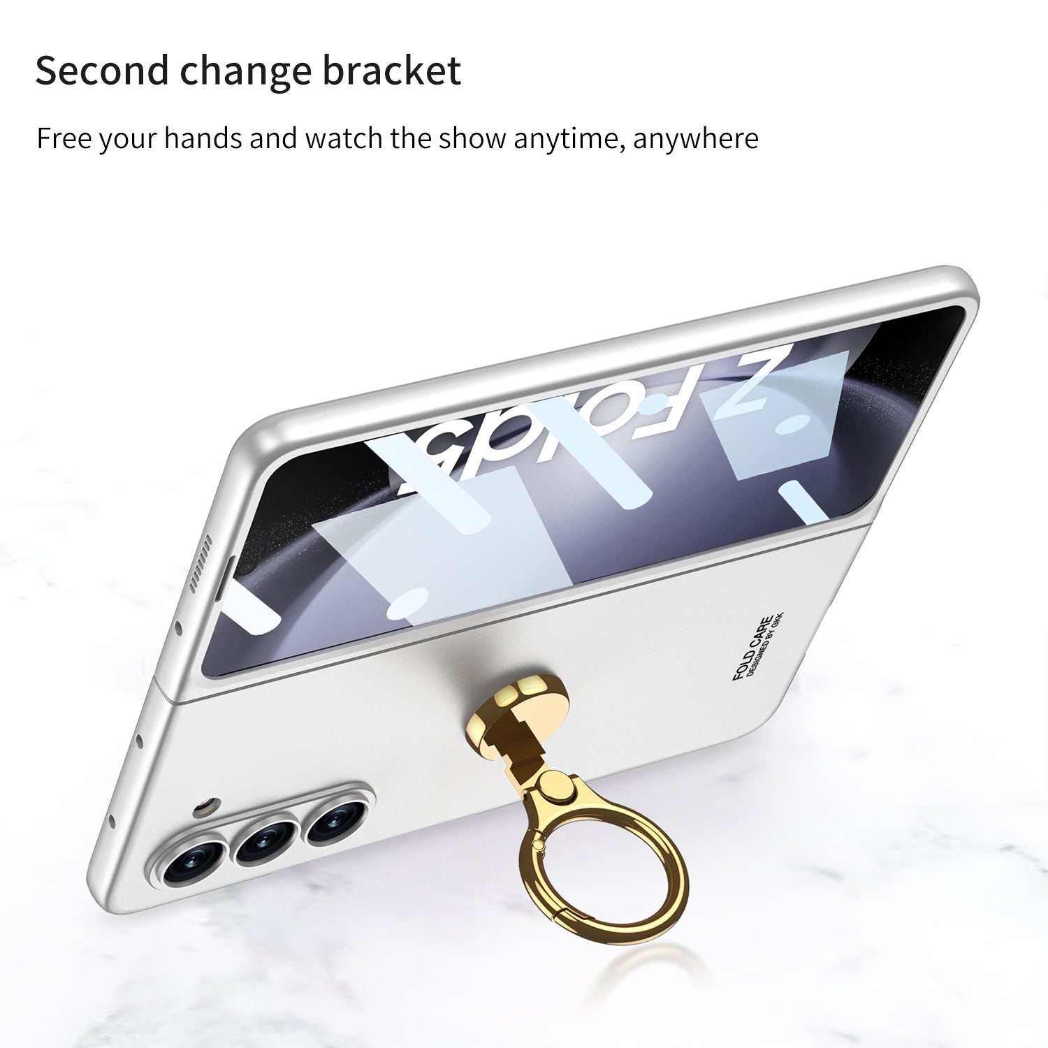 GKK Kickstand PC Case for Samsung Galaxy Z Fold5 5G Hinge Design Ultra Thin Cover with Tempered Glass Film