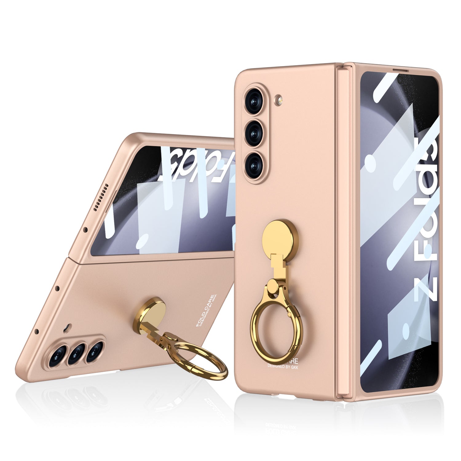 GKK Kickstand PC Case for Samsung Galaxy Z Fold5 5G Hinge Design Ultra Thin Cover with Tempered Glass Film