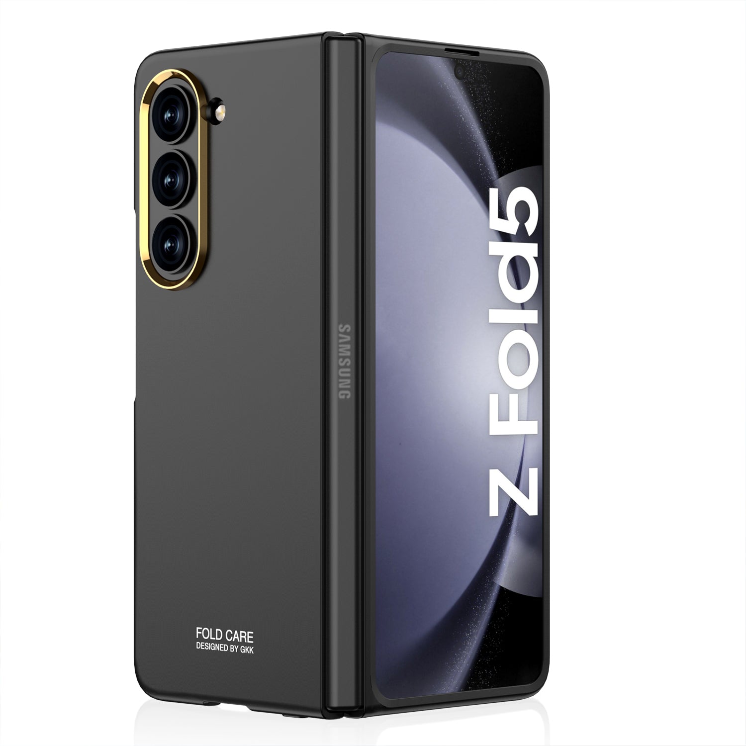 GKK For Samsung Galaxy Z Fold5 5G Hard PC Phone Case Matte Ultra-thin Cover with Metal Lens Frame Glass Film