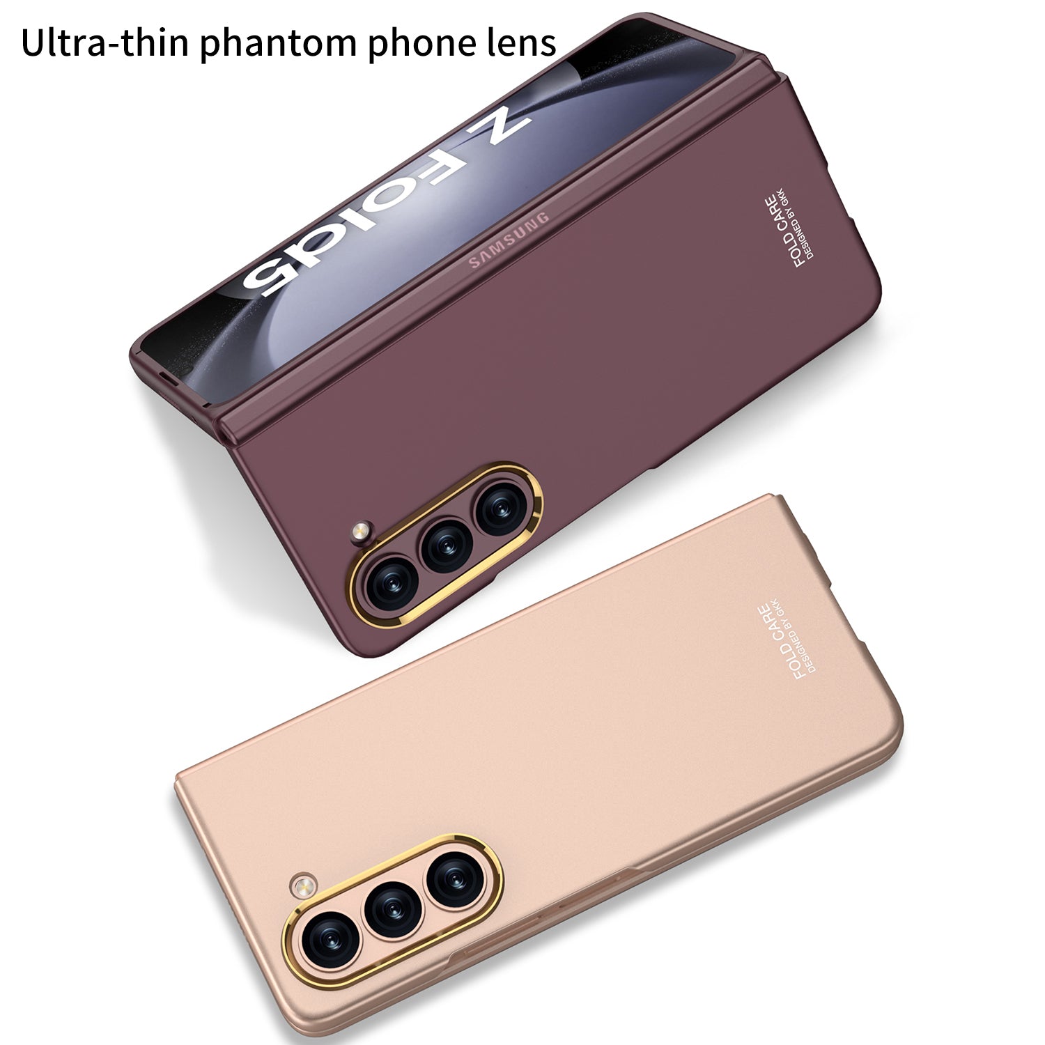 GKK For Samsung Galaxy Z Fold5 5G Hard PC Phone Case Matte Ultra-thin Cover with Metal Lens Frame Glass Film