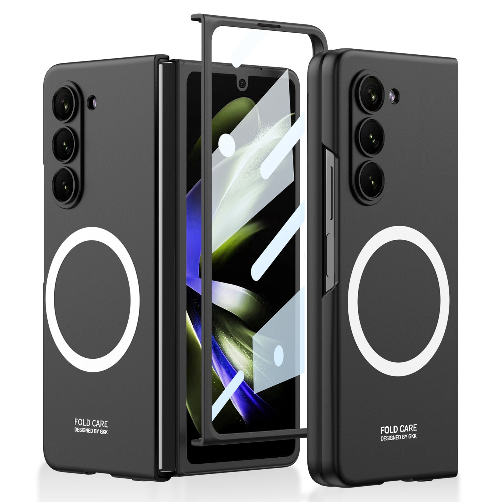 GKK Hard PC Case for Samsung Galaxy Z Fold5 5G Slim Phone Cover Compatible with MagSafe with Tempered Glass Film