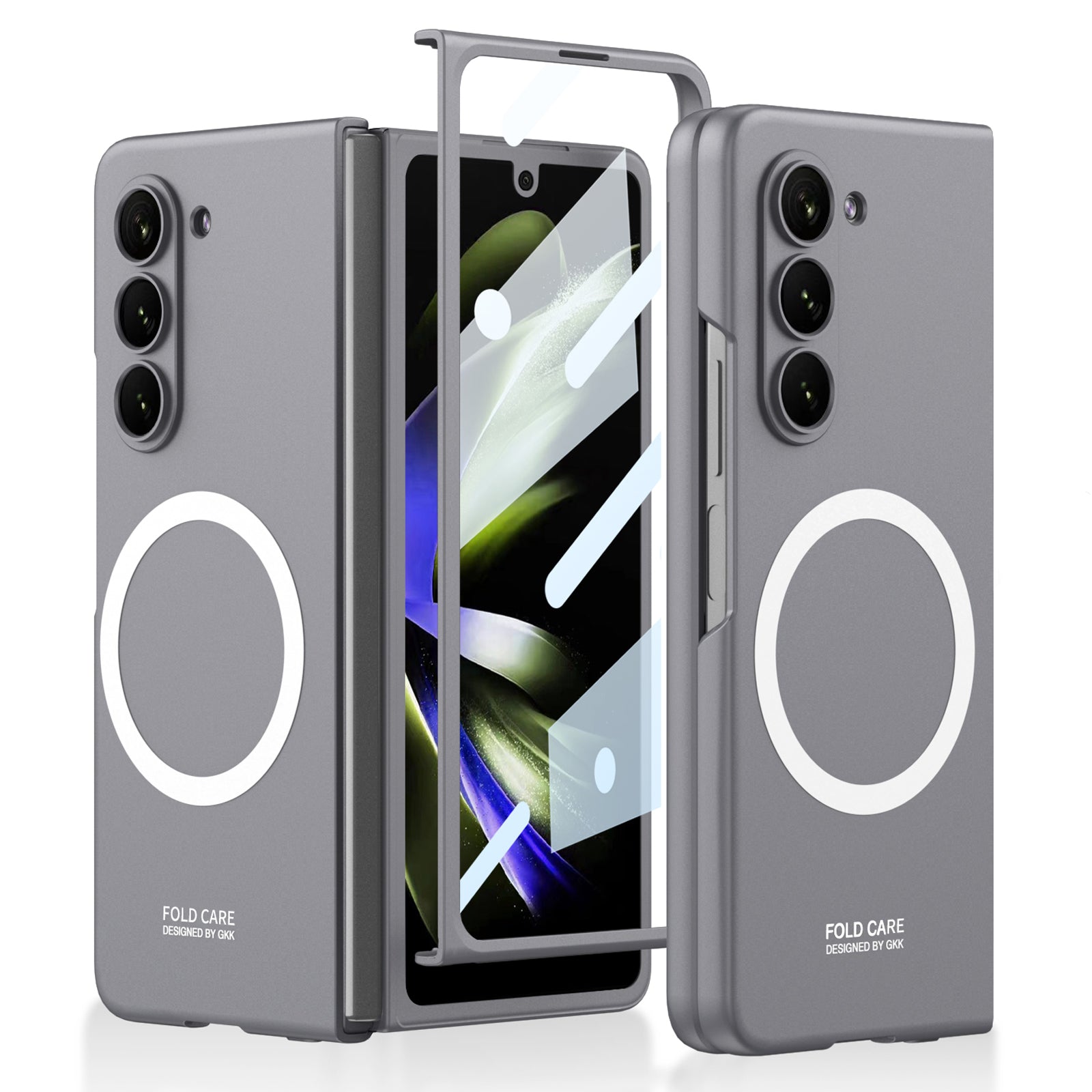 GKK Hard PC Case for Samsung Galaxy Z Fold5 5G Slim Phone Cover Compatible with MagSafe with Tempered Glass Film