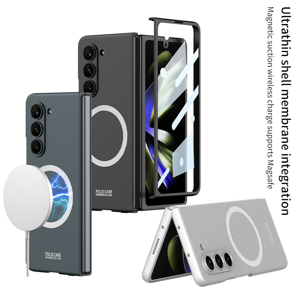GKK Hard PC Case for Samsung Galaxy Z Fold5 5G Slim Phone Cover Compatible with MagSafe with Tempered Glass Film