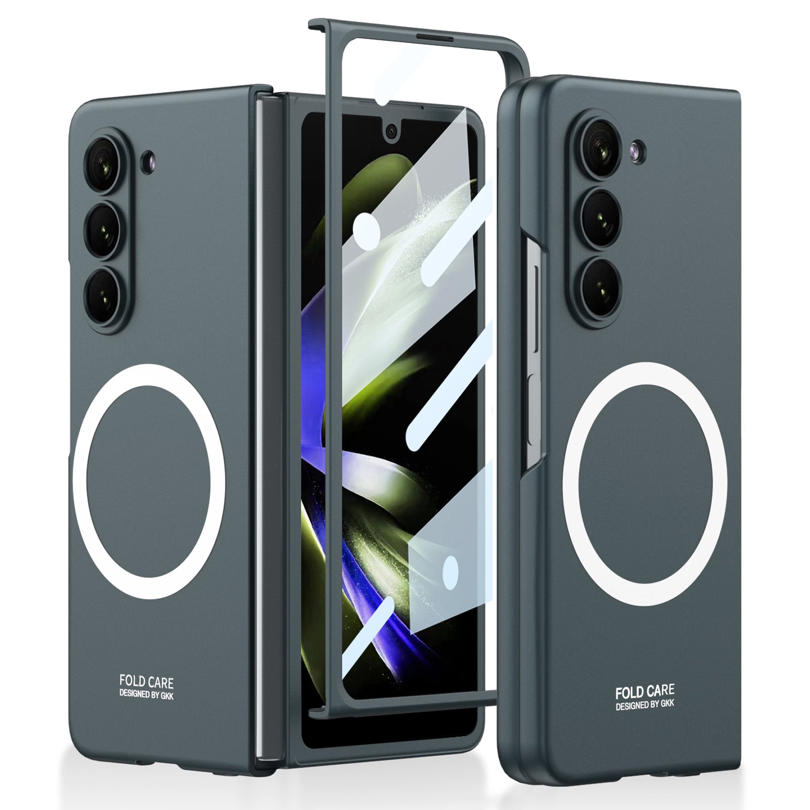 GKK Hard PC Case for Samsung Galaxy Z Fold5 5G Slim Phone Cover Compatible with MagSafe with Tempered Glass Film