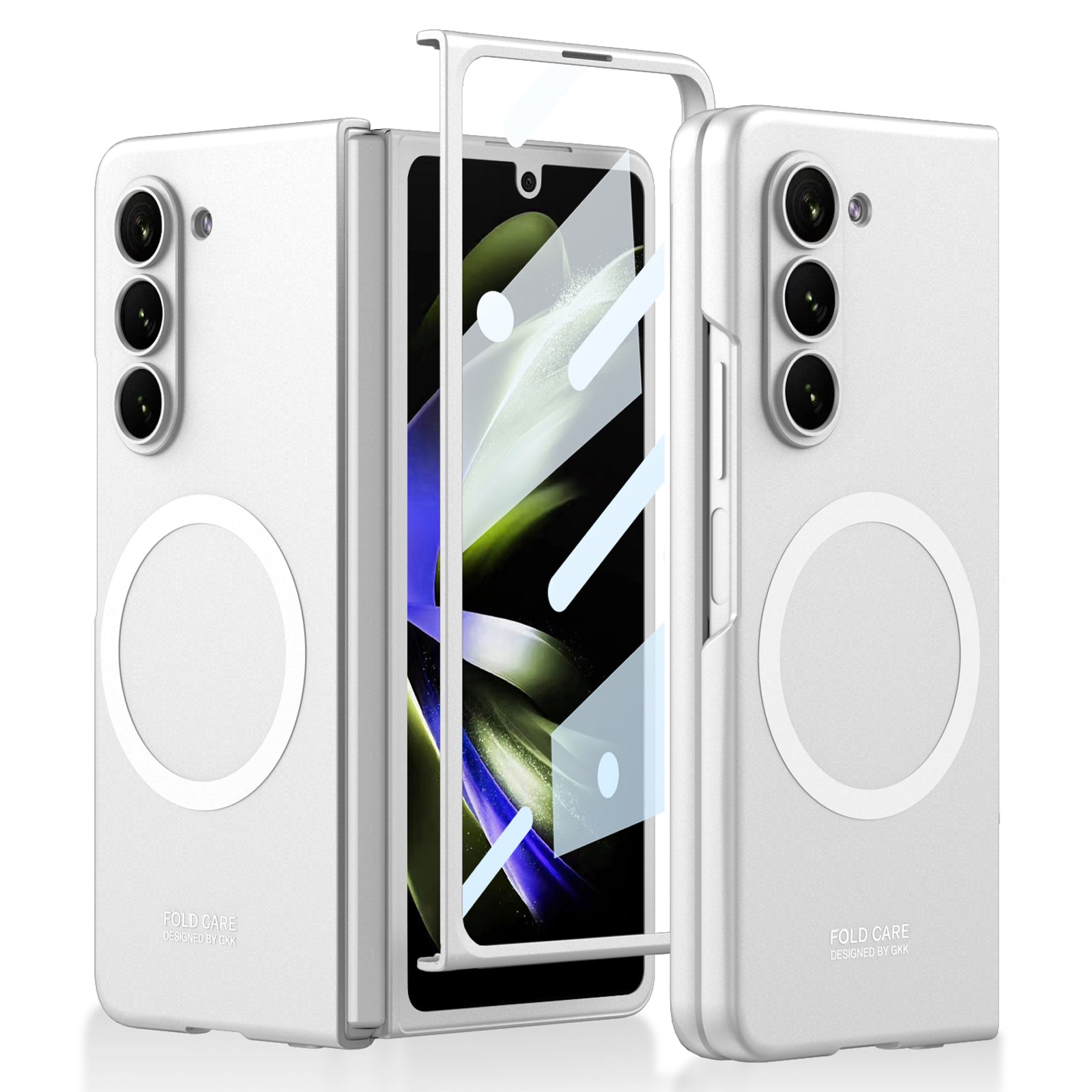 GKK Hard PC Case for Samsung Galaxy Z Fold5 5G Slim Phone Cover Compatible with MagSafe with Tempered Glass Film