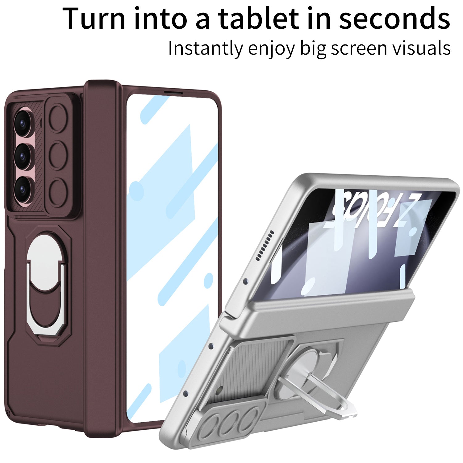 GKK Magnetic PC Phone Case for Samsung Galaxy Z Fold5 5G Kickstand Camera Slider Hinge Design Cover with Glass Film