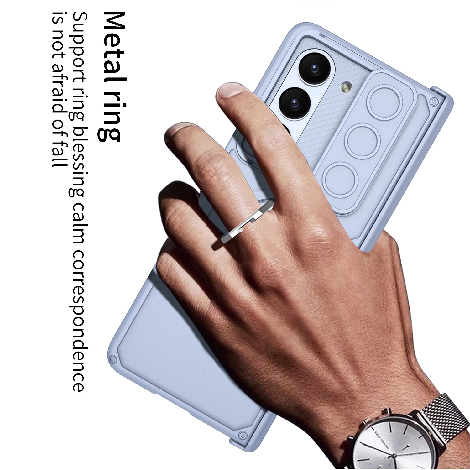 GKK Magnetic PC Phone Case for Samsung Galaxy Z Fold5 5G Kickstand Camera Slider Hinge Design Cover with Glass Film