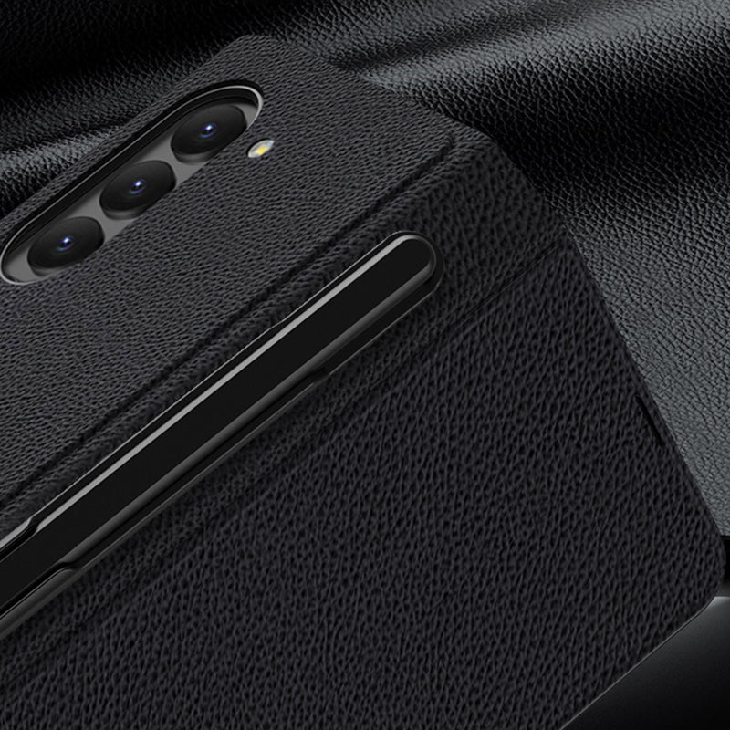 GKK PU Leather Flip Case for Samsung Galaxy Z Fold5 5G PC Phone Cover with Pen Slot Tempered Glass Film