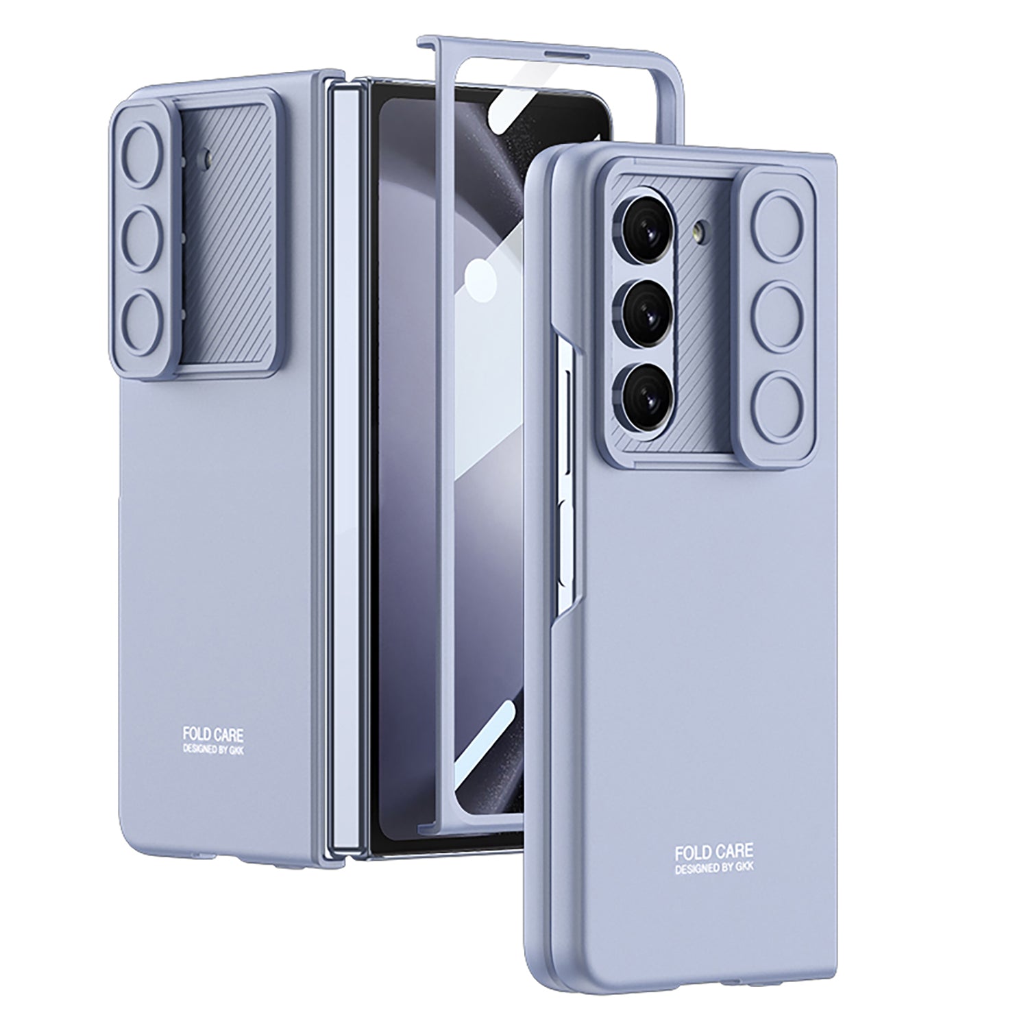 GKK For Samsung Galaxy Z Fold5 5G Hard PC Cover Ultra Slim Camera Slider Phone Case with Tempered Glass Film