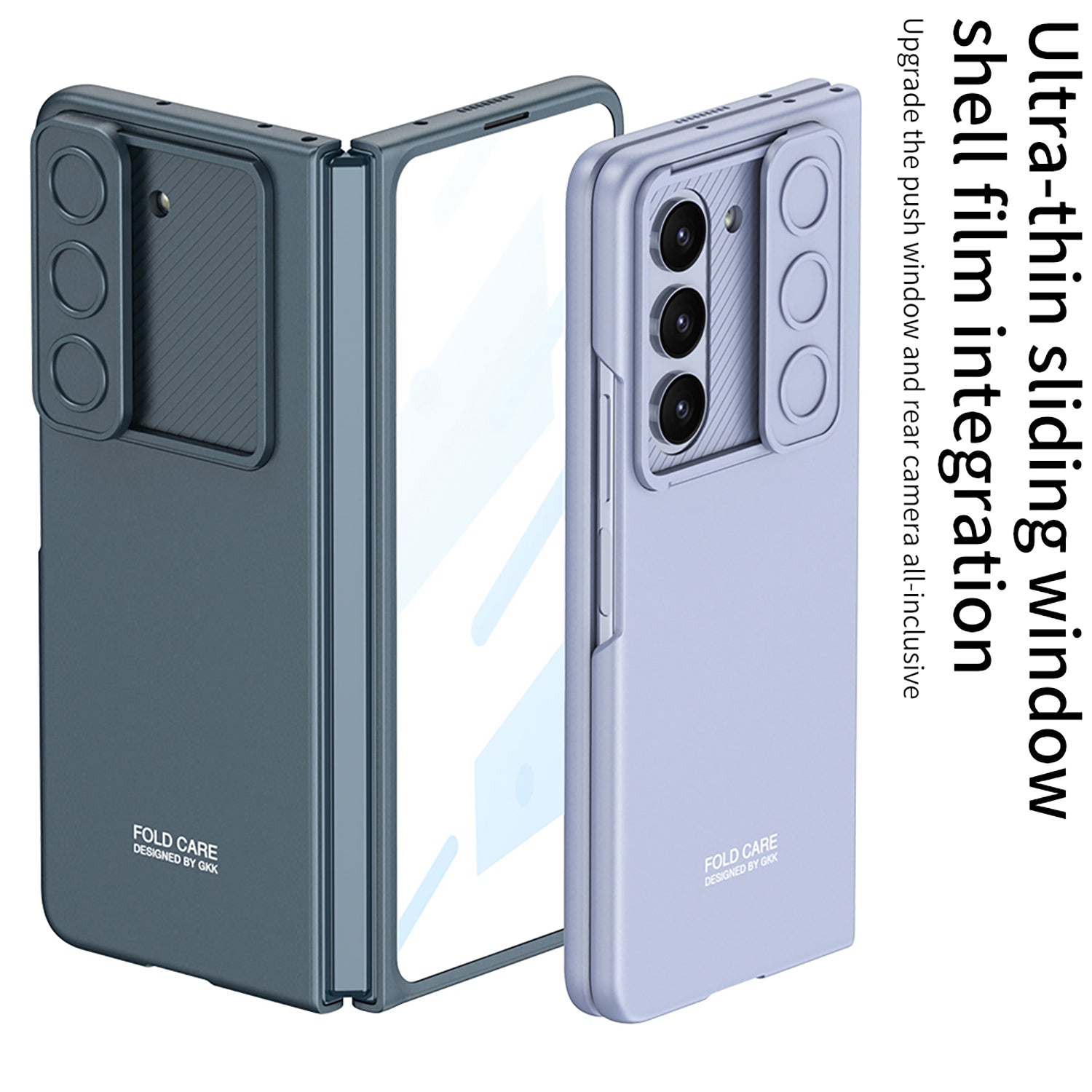 GKK For Samsung Galaxy Z Fold5 5G Hard PC Cover Ultra Slim Camera Slider Phone Case with Tempered Glass Film