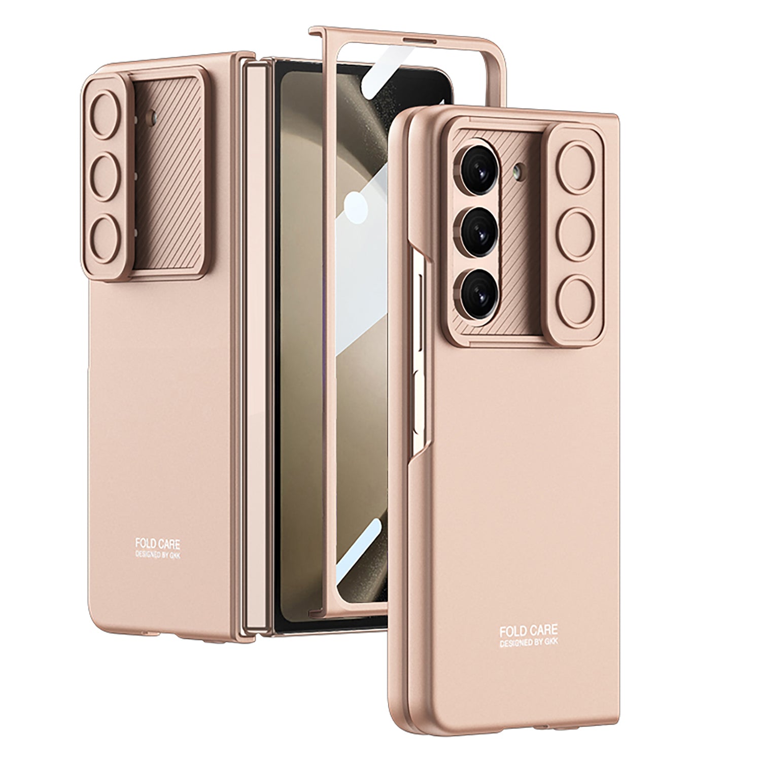 GKK For Samsung Galaxy Z Fold5 5G Hard PC Cover Ultra Slim Camera Slider Phone Case with Tempered Glass Film